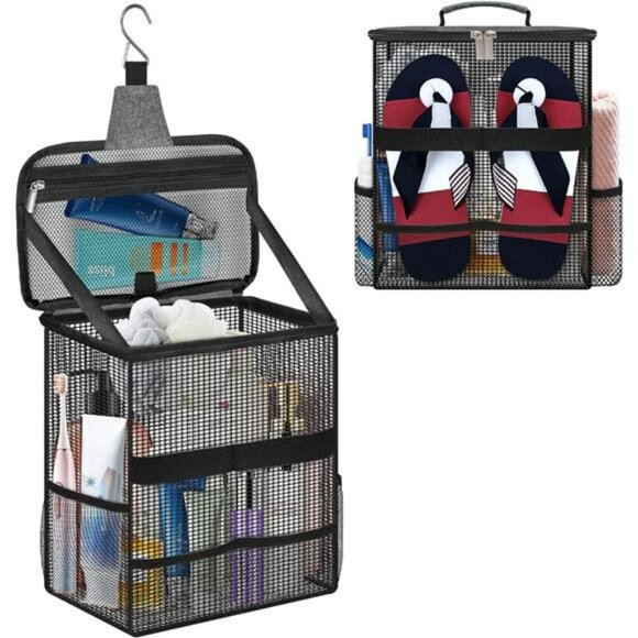 Large mesh shower caddy tote bag bathroom organizer travel gym dorm camping - Picture 1 of 8